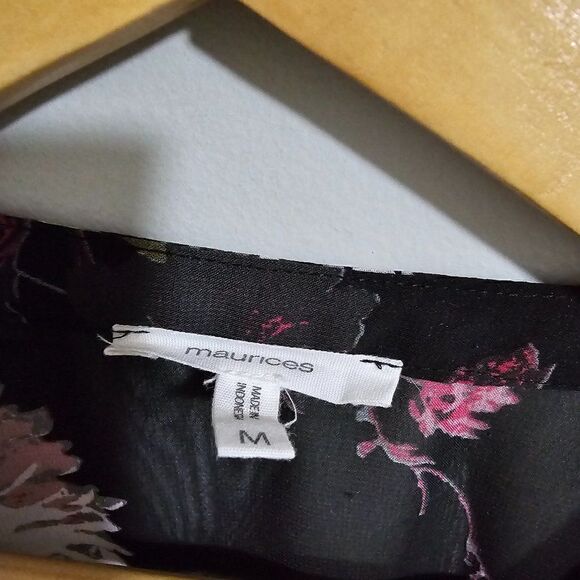 EUC MAURICES SHEER FLORAL BUTTON DOWN HIGH LOW DRESS LONGSLEEVES SZ M - Picture 15 of 16